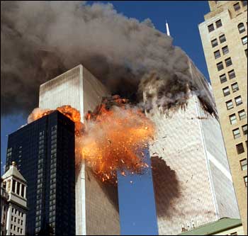 [World Trade center on fire 9-11]