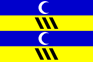 [Ameland flag
                          adopted 1950, but in variable forms depicted
                          from 1711-1870 (Netherlands)]